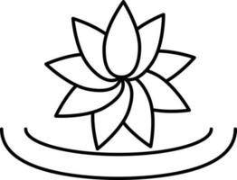 Linear Style Lotus Flower Icon Or Symbol. vector