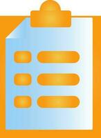 Document Paper On Clipboard Blue And Orange Gradient Color. vector