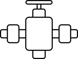 Valve With Pipe Icon In Line Art. vector