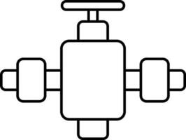 Valve With Pipe Icon In Line Art. vector