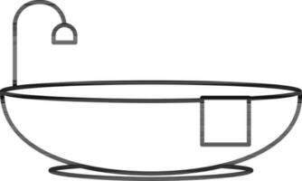 Bathtub Icon Or Symbol In Thin Line Art. vector