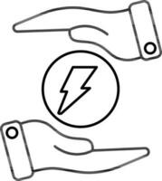 Save Energy Icon In Thin Line Art. vector