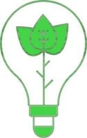 Flat Style Plant In Bulb Green And White Icon. vector