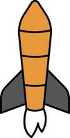 Rocket Or Missile Flat Icon In Orange And Grey Color. vector