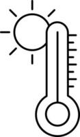 High Temperature Icon In Black Outline. vector