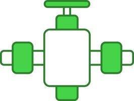 Valve With Pipe Icon In Green And White Color. vector