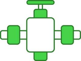 Valve With Pipe Icon In Green And White Color. vector