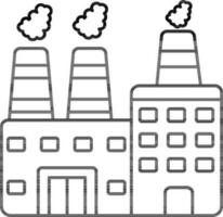 Black Line Art Illustration of Factory Icon. vector