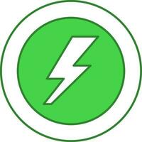 Green And White Flash Symbol On Round Background. vector