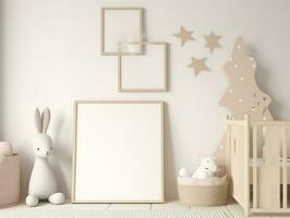 nursery frame mockup, kids room frame mockup, 3d render, generate ai photo