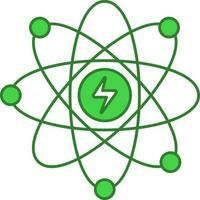 plano estilo atómico energía verde y blanco icono. vector