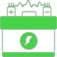 Green And White Tubular Battery Icon. vector