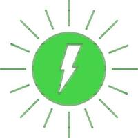 Flat Style Sunlight Green And White Icon. vector