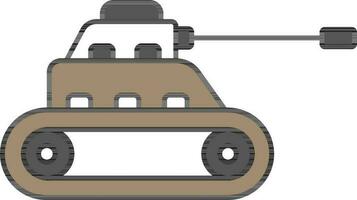 plano estilo militar tanque gris y aceituna icono. vector