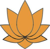 Orange Lotus Flower Flat Icon On White Background. vector