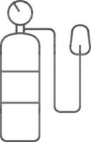 Line Art Oxygen Cylinder Icon in Flat Style. vector