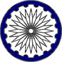 Ashoka Wheel Flat Icon In Blue And Black Color. vector