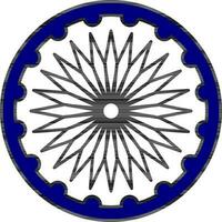 Ashoka Wheel Flat Icon In Blue And Black Color. vector