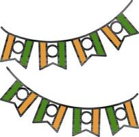 Indian Bunting Flag Hanging Flat Icon Or Symbol. vector