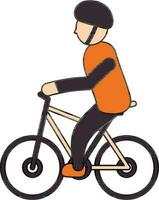 Boy Riding A Bicycle Icon In Orange And Magenta Color. vector