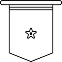Black Stroke Star Medal Flat Icon. vector