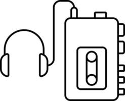 Walkman Icon In Black Outline. vector