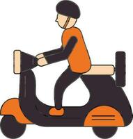 Illustration Of Man Driving Scooter Icon In Orange And Magenta Color. vector