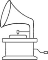 Gramophone Icon In Black Line Art. vector