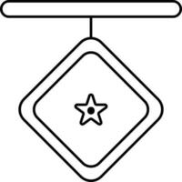Star Square Medal Icon In Black Outline. vector
