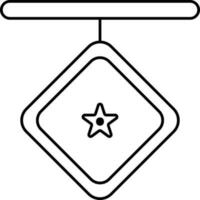 Star Square Medal Icon In Black Outline. vector