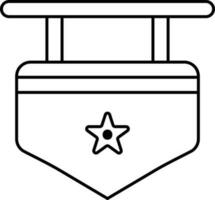 Star Medal Flat Icon In Thin Line Art. vector
