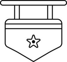 Star Medal Flat Icon In Thin Line Art. vector