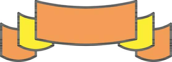 Folded Ribbon Icon In Orange And Yellow Color. vector
