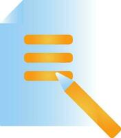Pencil With Paper Icon In Orange And Blue Gradient Color. vector