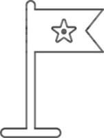 Star Symbol On Flag Icon In Black Line Art. vector