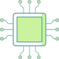 Microchip Icon In Green And White Color. vector