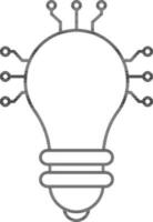 Artificial Bulb Icon In Thin Line Art. vector