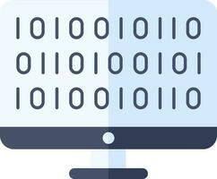 Blue Color Binary Coding In Desktop Icon. vector