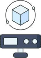 Virtual Projector Icon In Blue And Gray Color. vector