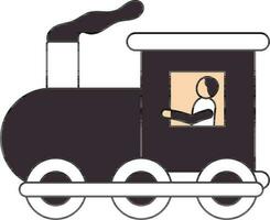 White And Magenta Man Driving Train Engine Icon. vector