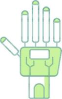 Robotic Hand Icon In Green And White Color. vector