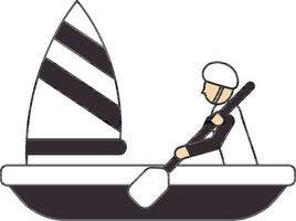 Man Driving Boat Icon In White And Magenta Color. vector