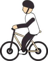 Boy Riding A Bicycle Icon In White And Magenta Color. vector