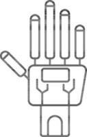 Robotic Hand Icon In Thin Line Art. vector