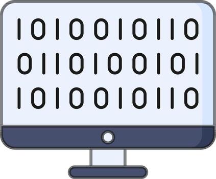 azul y gris color binario codificación en escritorio icono. vector
