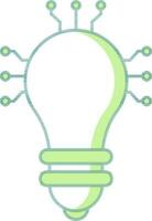 Artificial Bulb Icon In Green And White Color. vector