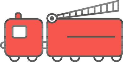 Firefighter Truck Icon In Red And White Color. vector