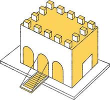 parte superior ver de castillo arquitecto icono en amarillo y blanco color. vector