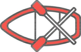 Lifeboat With Paddle Icon In Red And White Color. vector