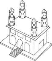 Medieval Castle Icon In Black Outline. vector